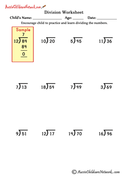 Mixed Division Worksheets (with and without Remainders) - Aussie ...