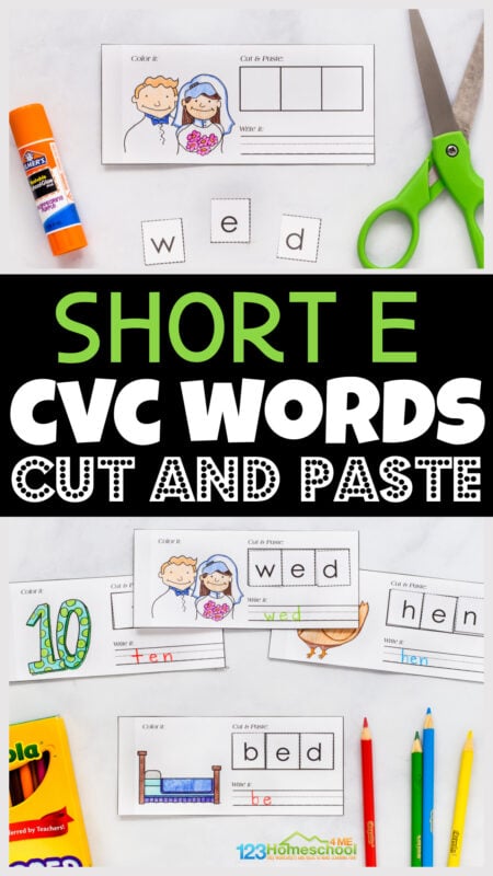 short e cvc words worksheet