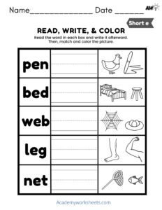 Free Beginning Sounds Worksheet - Short E - Free Worksheets ...