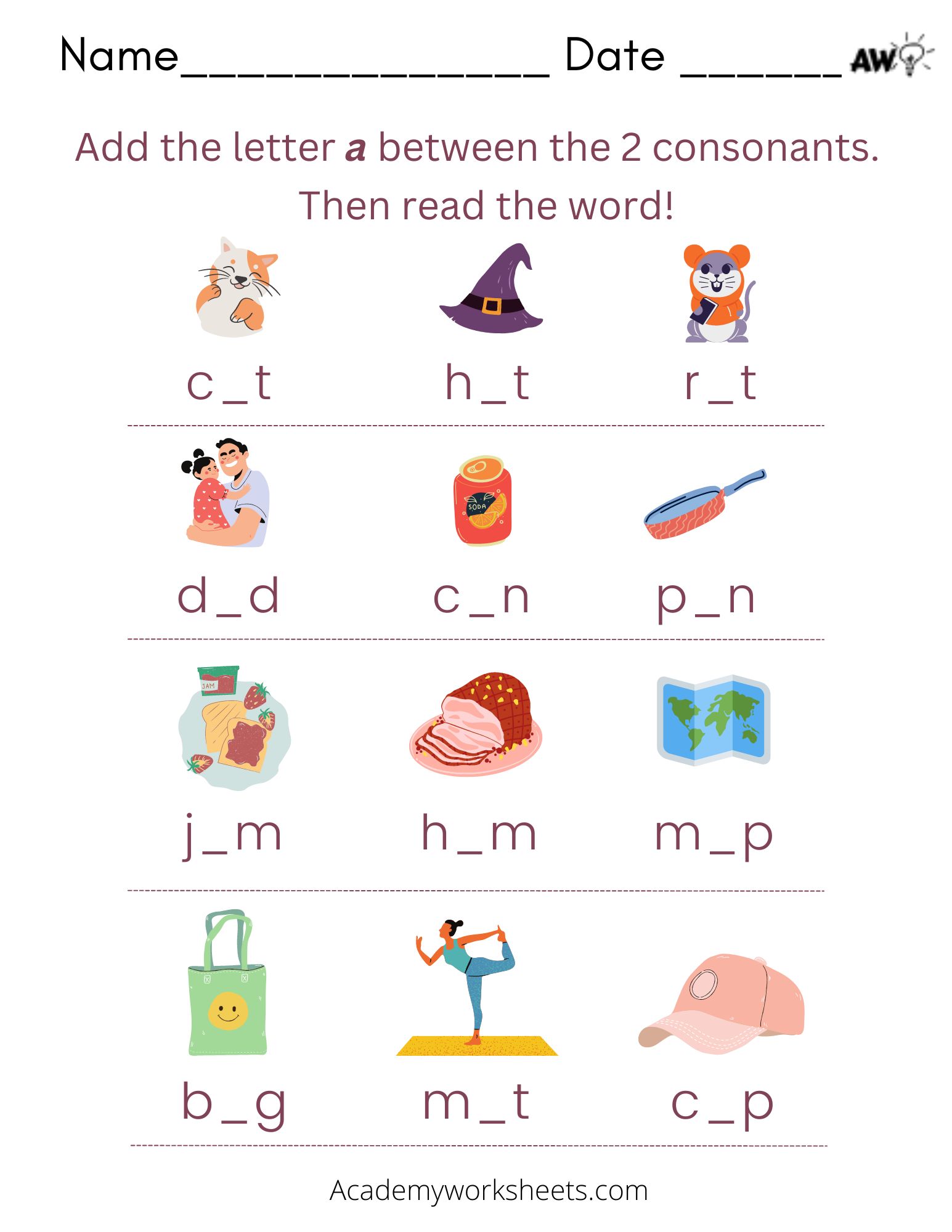 Short a Phonics Worksheets CVC Academy Worksheets Worksheets Library Short a Phonics Worksheets CVC Academy Worksheets Worksheets Library