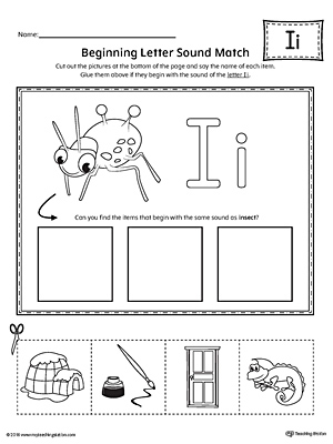 Short Letter I Beginning Sound Picture Match Worksheet ...