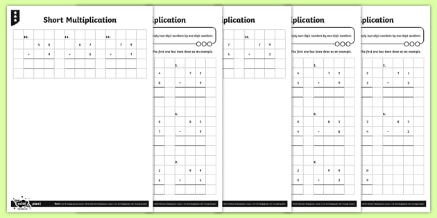 Short Multiplication KS2 Worksheets | Maths | Twinkl