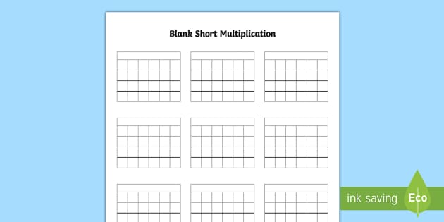 Blank Short Multiplication Worksheet / Worksheet - Blank Short ...