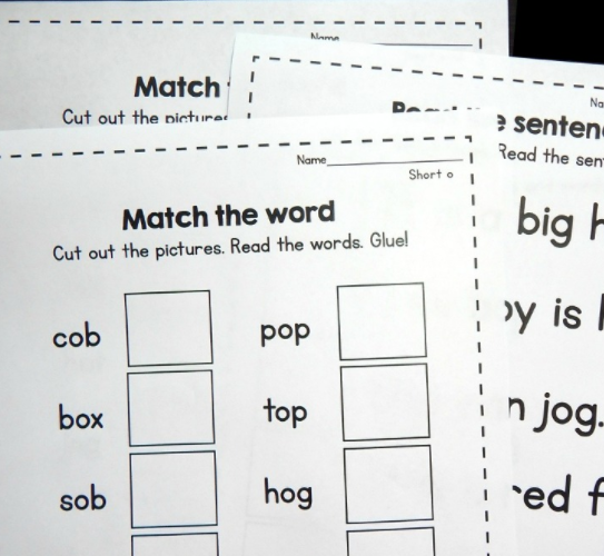 short o worksheet for first grade