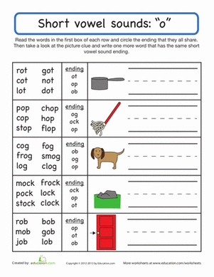 short o worksheet
