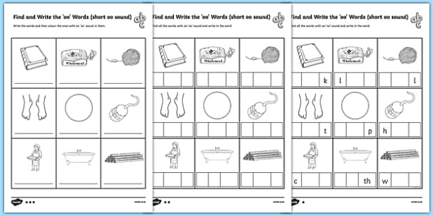 Find and Write the Short oo Sound Words Differentiated Worksheet ...