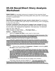 short story analysis worksheet
