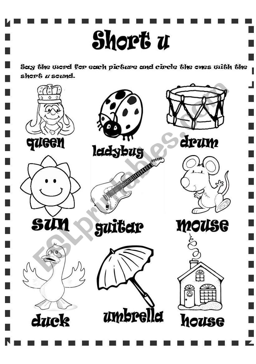 short u sound worksheet