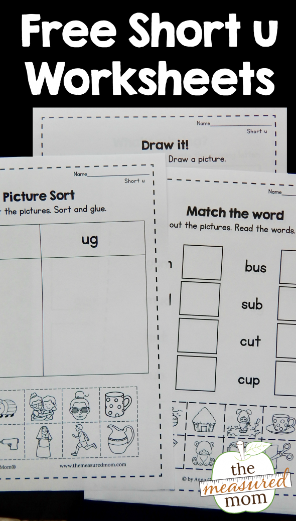 Worksheets for short u words - The Measured Mom