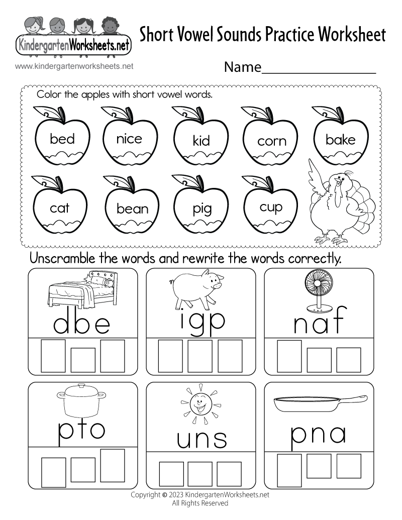 short vowel sounds worksheet