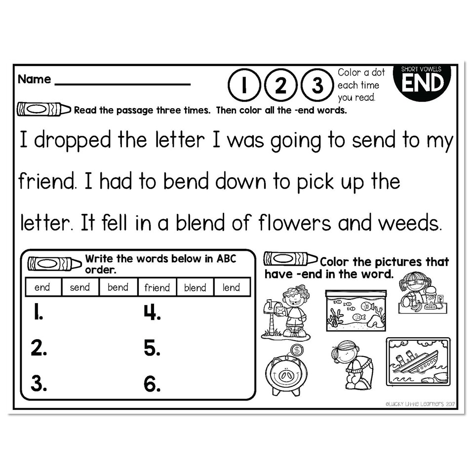 short vowel worksheet for first grade