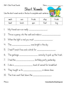 Five Vowels Lesson Plans &  Worksheets Reviewed by Teachers