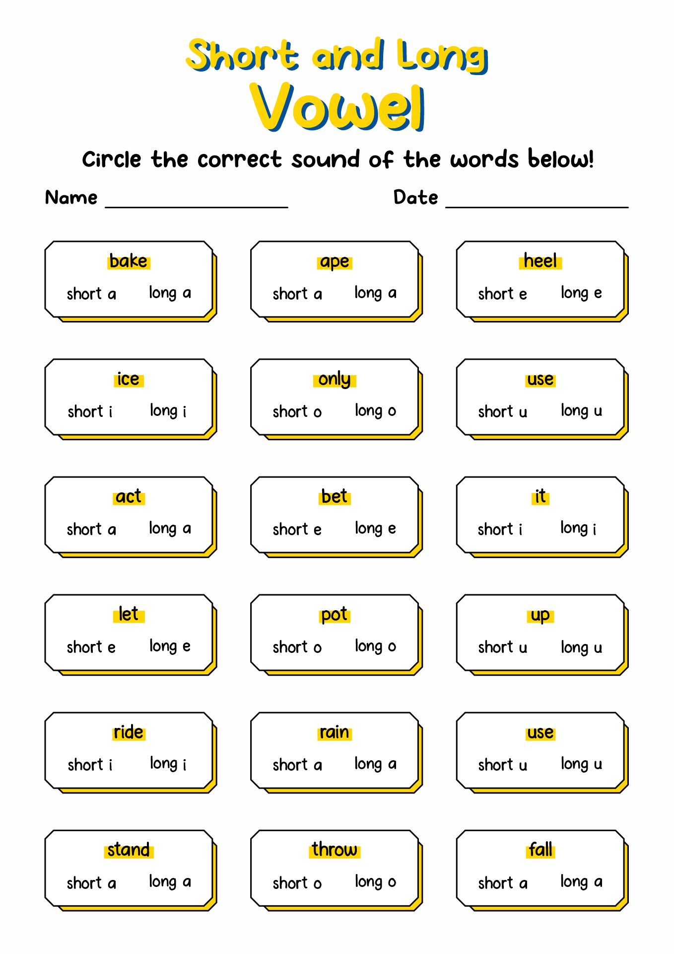 15 Long And Short Vowel Worksheets Kindergarten - Free PDF at ...
