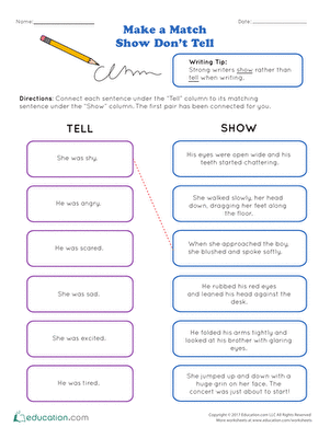 show don t tell worksheet