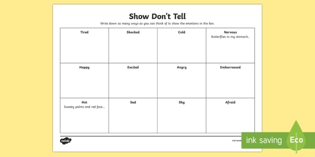 Show Dont Tell Worksheet - CfE Teaching Resource