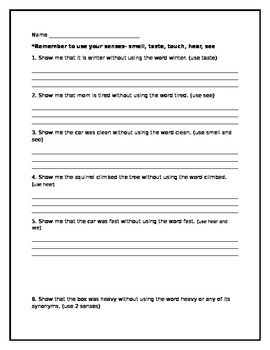 show not tell worksheet