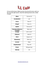 Matching S.I. Units Worksheet for 10th Grade | Lesson Planet