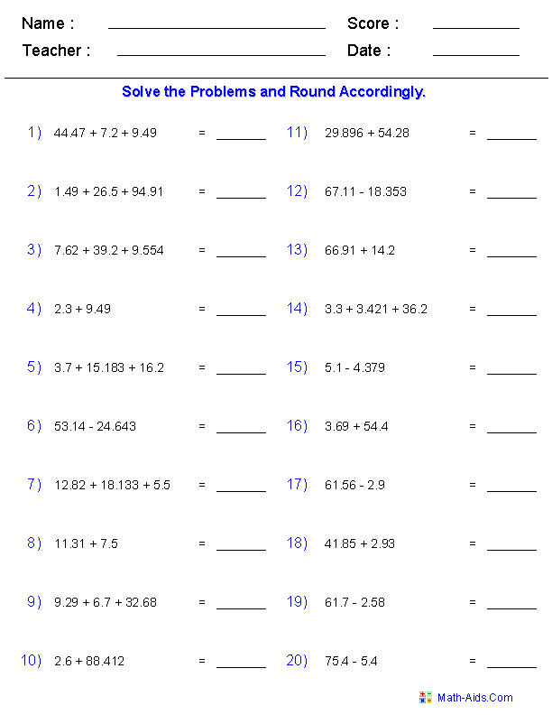 sig fig worksheet with answers