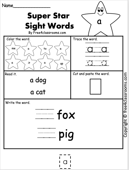 Free Sight Word Worksheet - a - Free Worksheets - Free4Classrooms