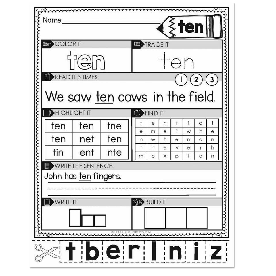 sight word a worksheet