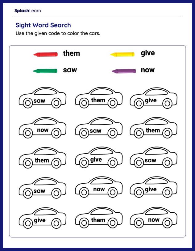 Sight Word Coloring Adventure - Printable Reading Worksheet