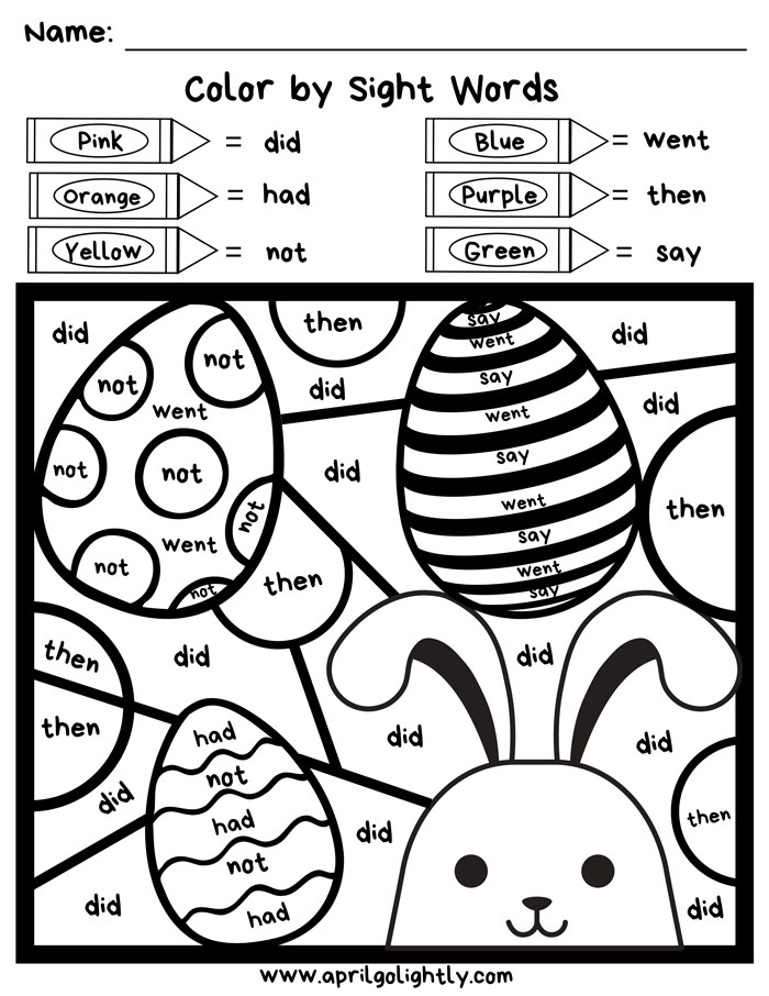 Easter Coloring Pages - FREE Sight Words Printable for Kids ...
