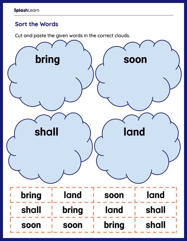 sight word cut and paste worksheet