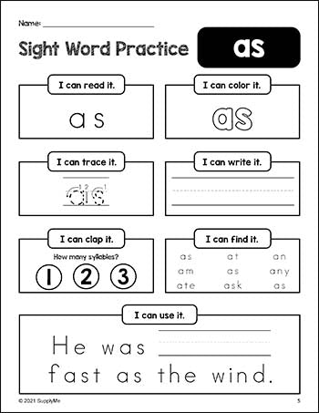 First Grade Sight Words Worksheets, 41 Pages Of Dolch 1st Grade ...