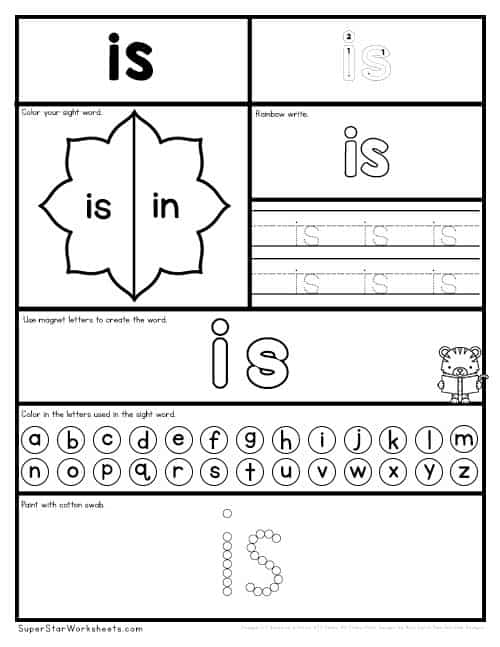 Preschool Sight Word Worksheets -Worksheets Library