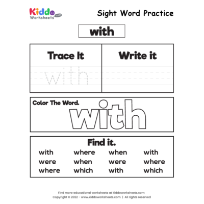 Free Printable Sight Word Practice with Worksheet - kiddoworksheets