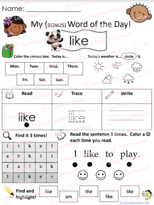 Reading Comprehension Worksheets - My Word of the Day: for