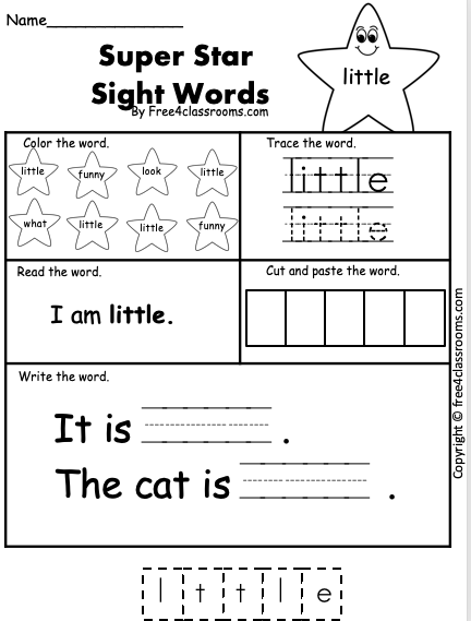 Free Sight Word Worksheet - little - Free Worksheets ...