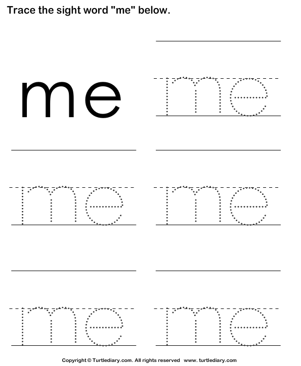 sight word me worksheet