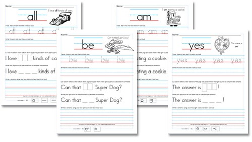 sight word sentence worksheet