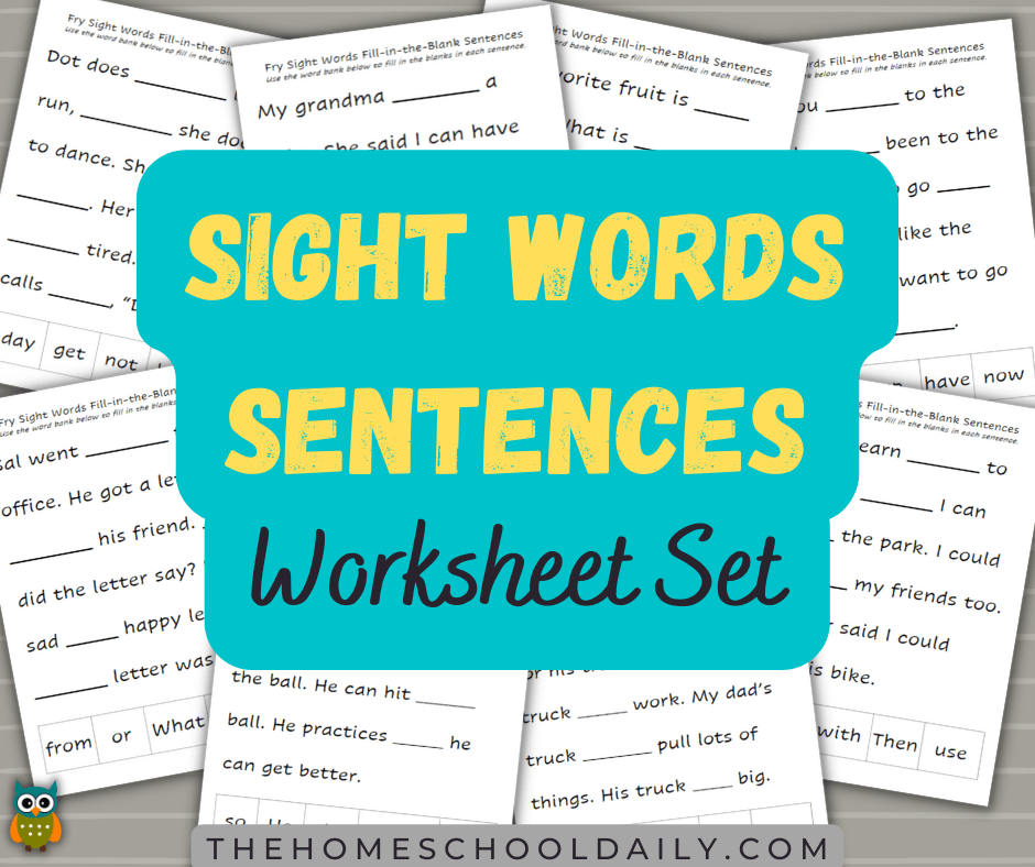 Sight Words Sentences Worksheet Set - The Homeschool Daily