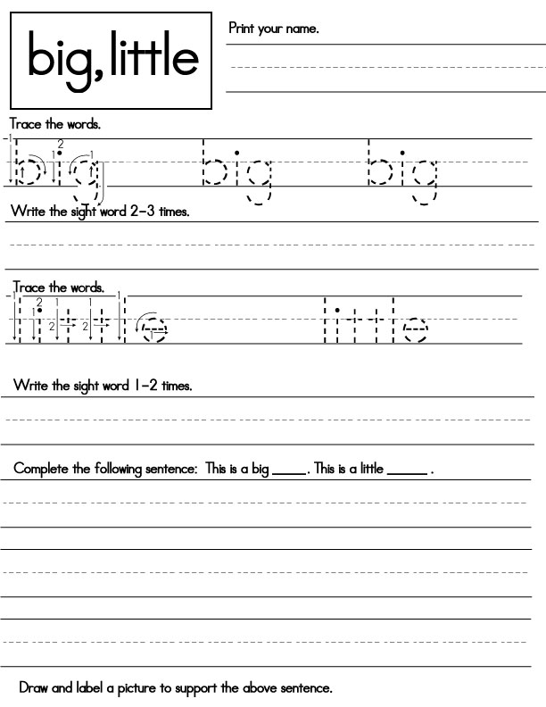 Kindergarten Sight Word Worksheets - ideal for preschool and ...