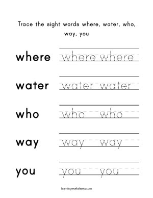 Sight Words Tracing Archives - learning worksheets