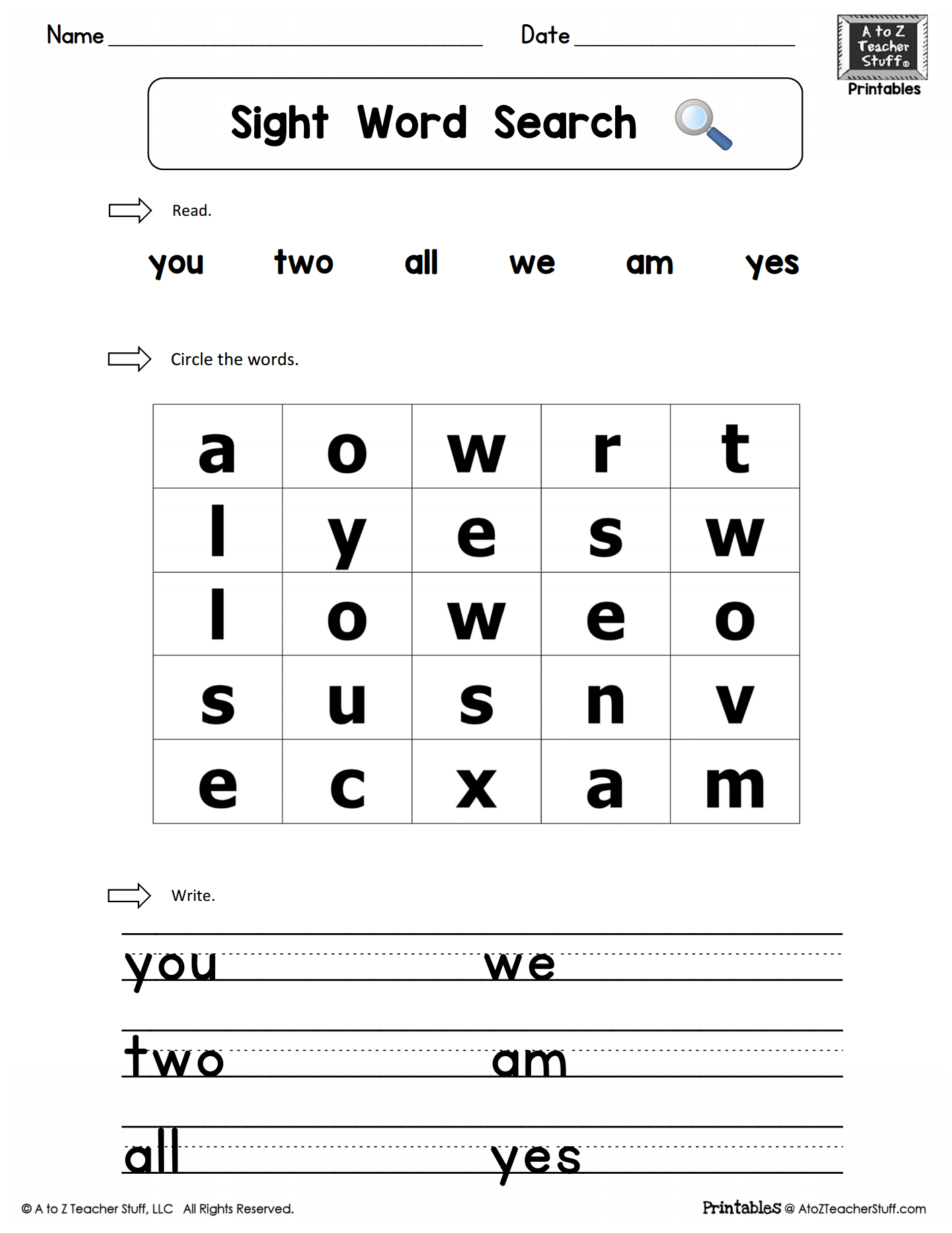 sight word we worksheet for kindergarten