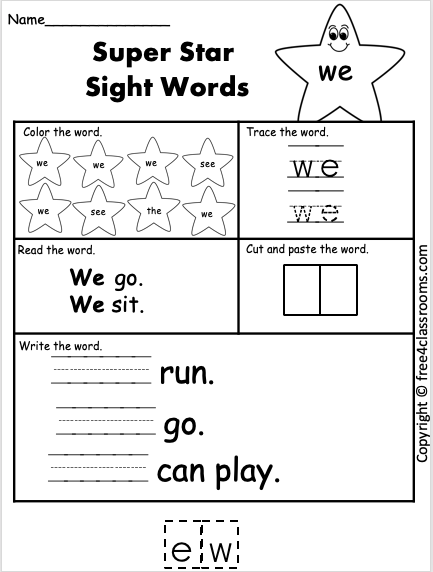 Free Sight Word Worksheet - (we) - Free Worksheets - Free4Classrooms
