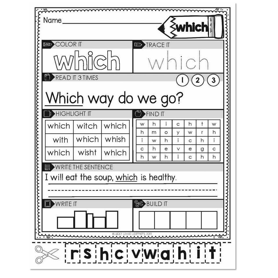 2nd Grade Sight Word Worksheets - Which - Lucky Little Learners