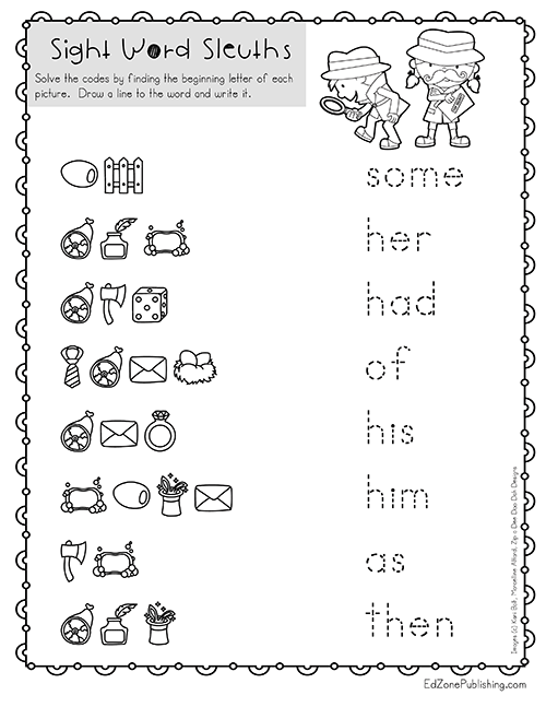 Sight Word Code Worksheets