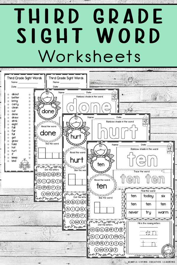 Third Grade Sight Word Worksheets - Simple Living. Creative Learning