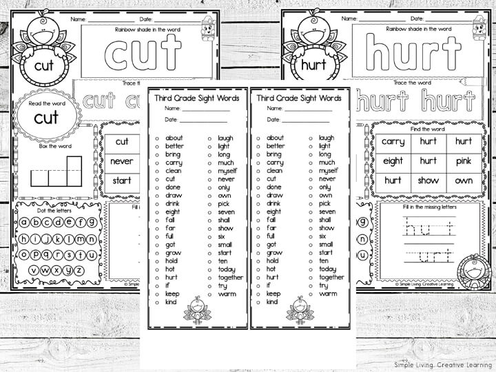 Third Grade Sight Word Worksheets - Simple Living. Creative Learning