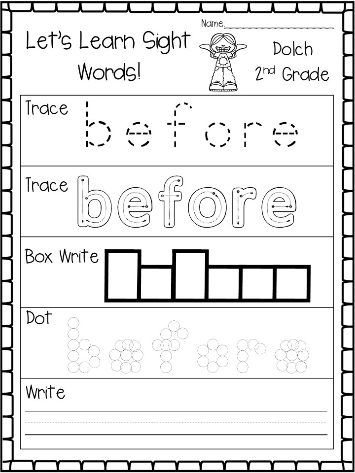 sight word worksheet for first grade