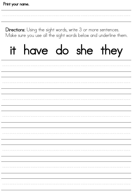 First Grade Sight Word Worksheets - simple but effective