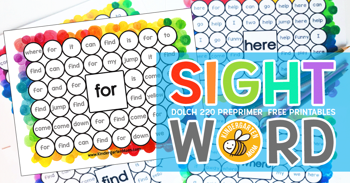 Sight Word Worksheets - Kindergarten Mom