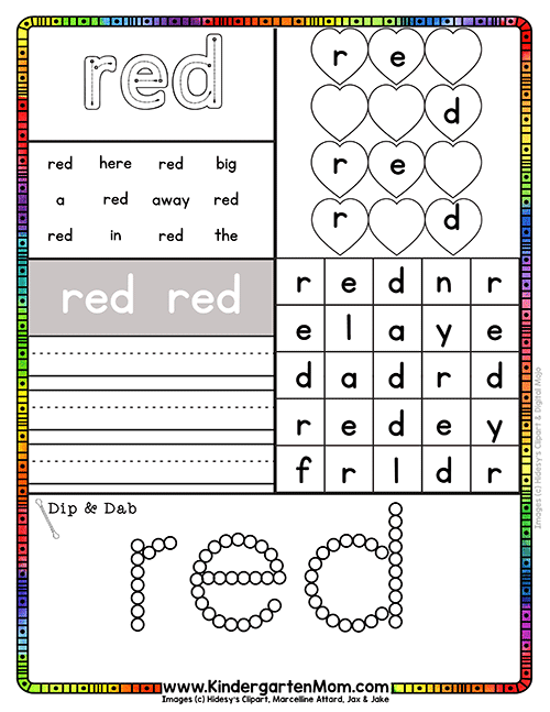 5 Levels: Free Print and Go Sight Word Worksheets
