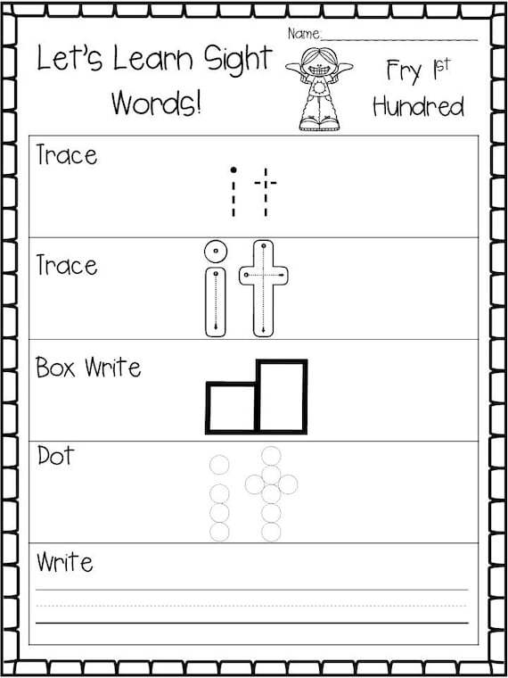 100 Printable Lets Learn Fry 1st Hundred Sight Words Worksheets ...