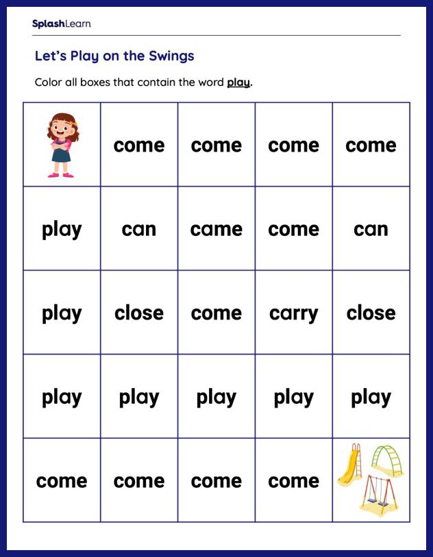 Sight Words Worksheets for Kids Online - SplashLearn