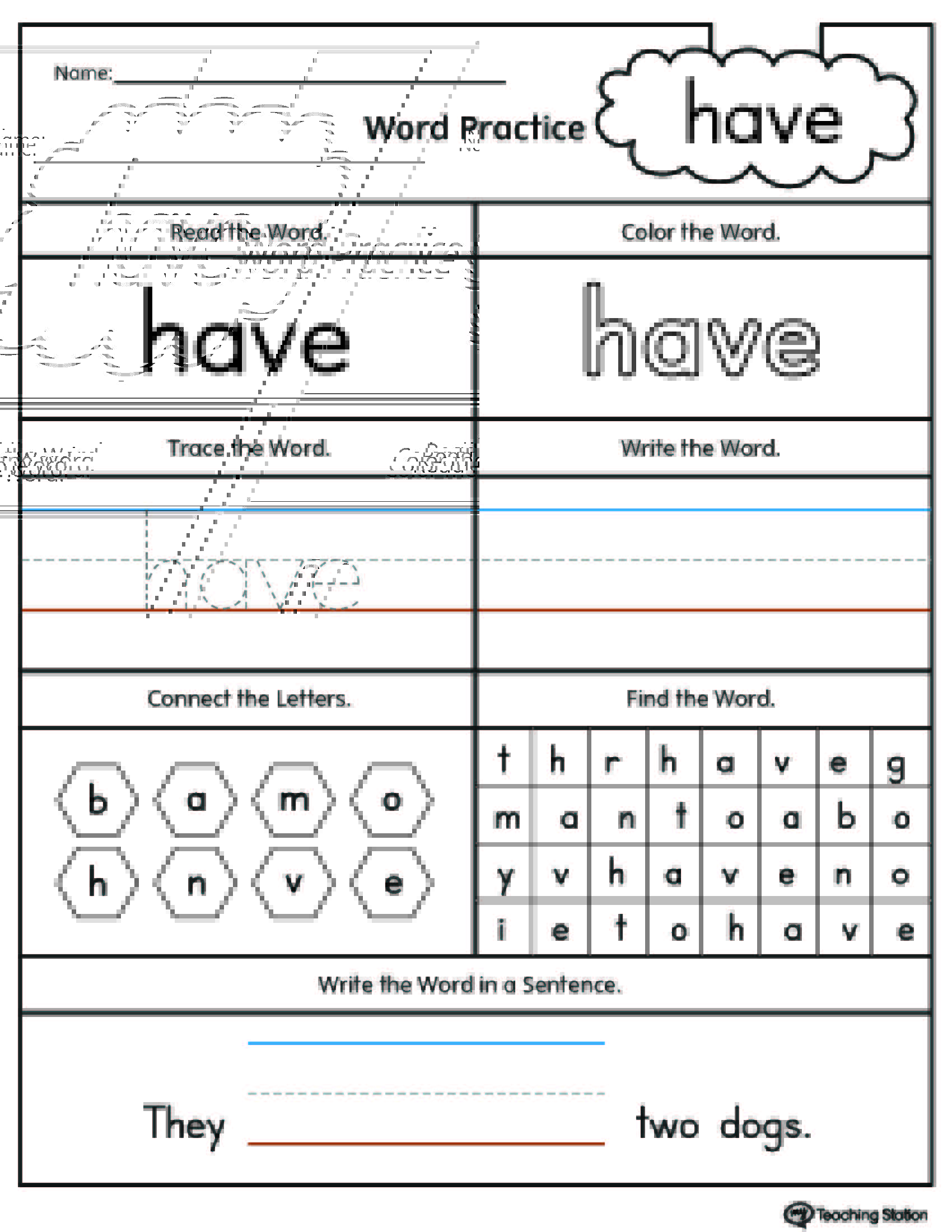 FREE* High-Frequency Word HAVE Printable Worksheet ...